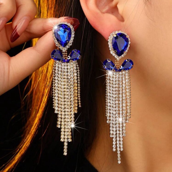 NWT - Tassel Earrings - Sapphire Blue - Picture 1 of 3